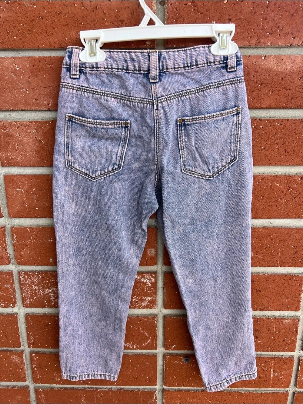 NEXT Girls Never Worn Cropped Jeans Size 6 Pink Blue Wash Denim